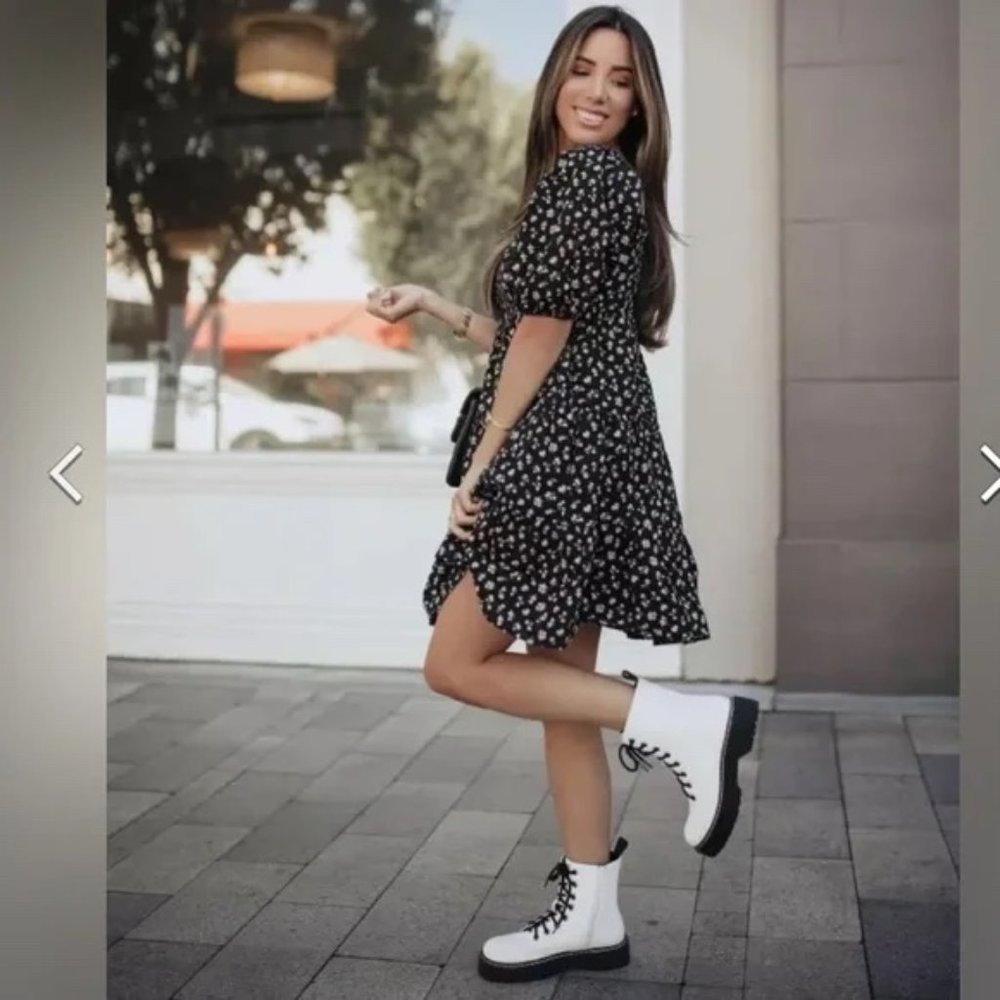 Mix No. 6 Hollin Combat Boots, Womens 7, White Brand New